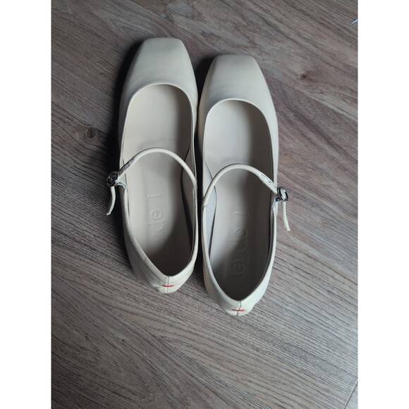 Aeyde Uma White Creamy Nappa Leather Mary Jane Flats Womens 8 EU 39 - Picture 6 of 14